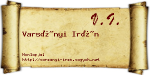 Varsányi Irén névjegykártya