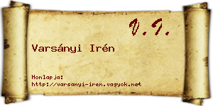 Varsányi Irén névjegykártya